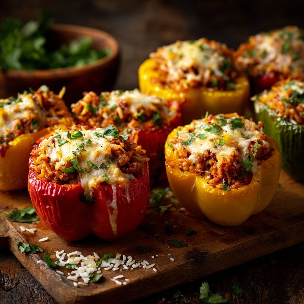 Ground Turkey And Rice Stuffed Peppers