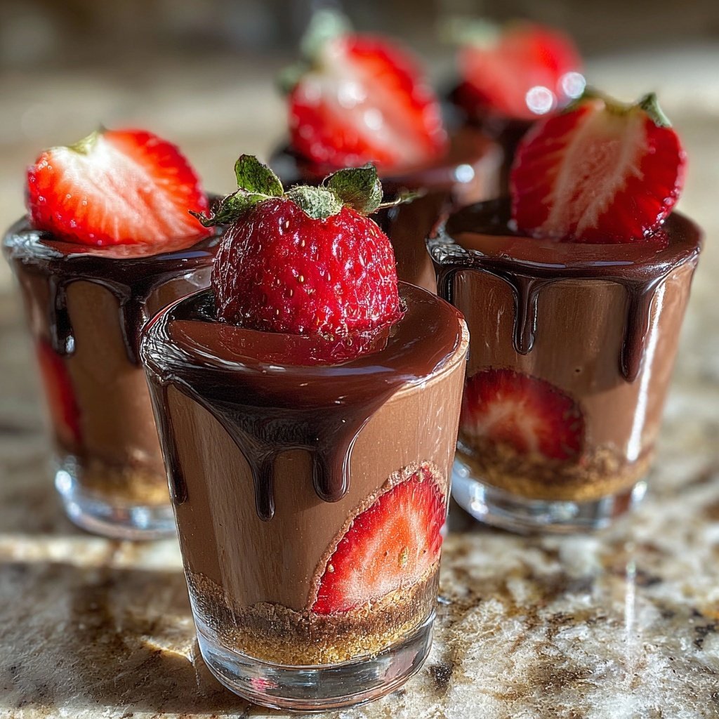 Chocolate Covered Strawberry Dessert Shooters