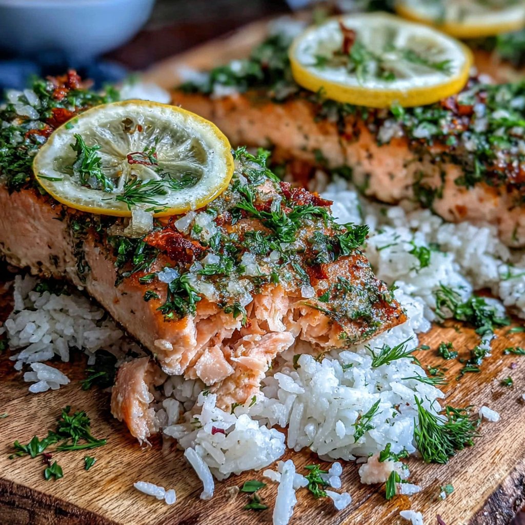 Lemon Dill Salmon With Rice