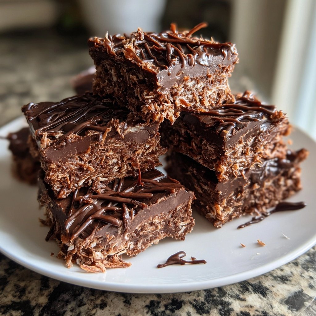 Chocolate Coconut Fudge Squares
