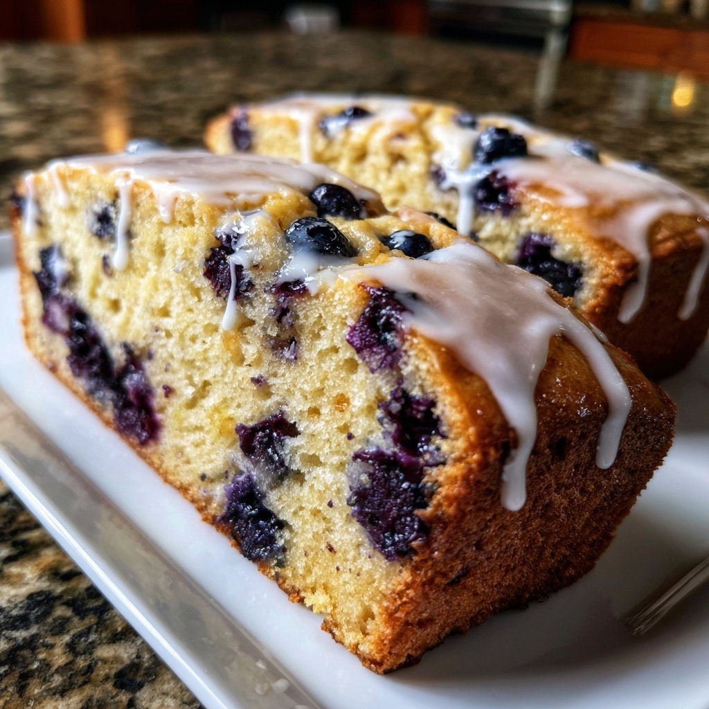 Blueberry Lemon Loaf With Glaze