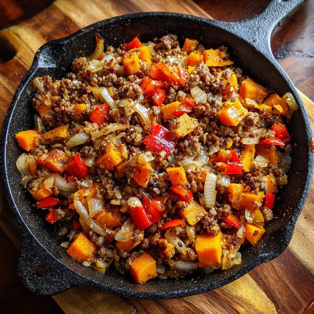 Ground Beef And Sweet Potato Hash