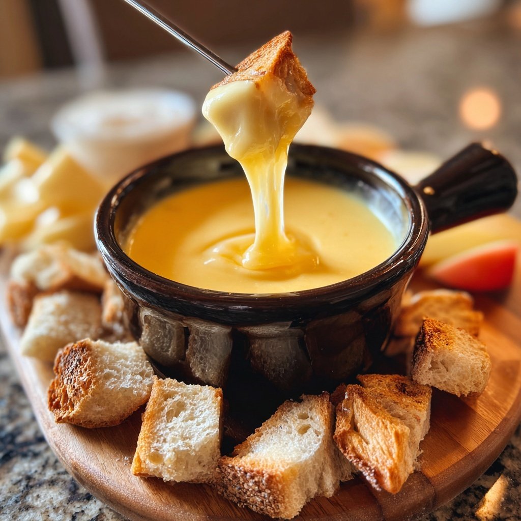 Fondue with Cheddar and Apple