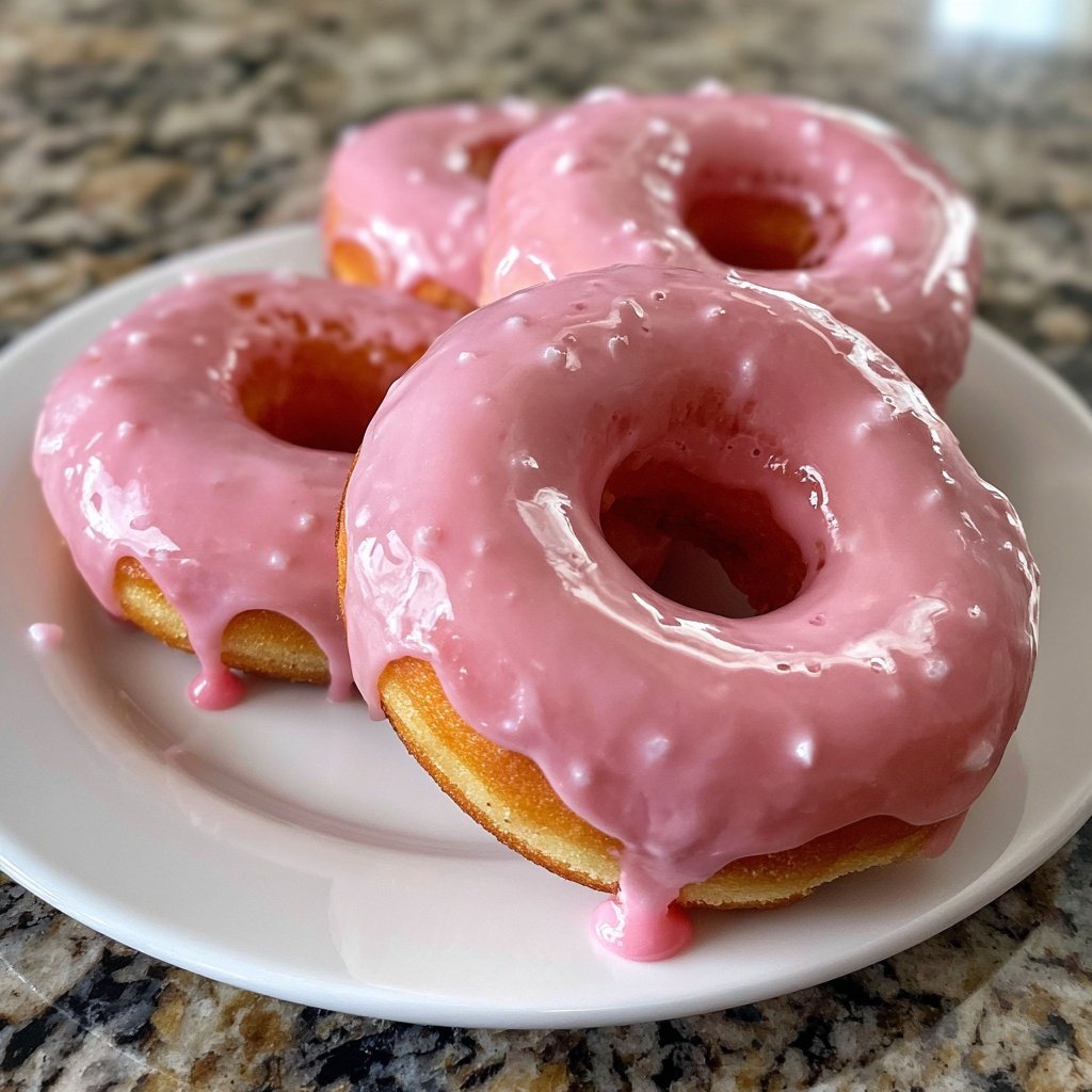 Valentine Donuts with Pink Glaze