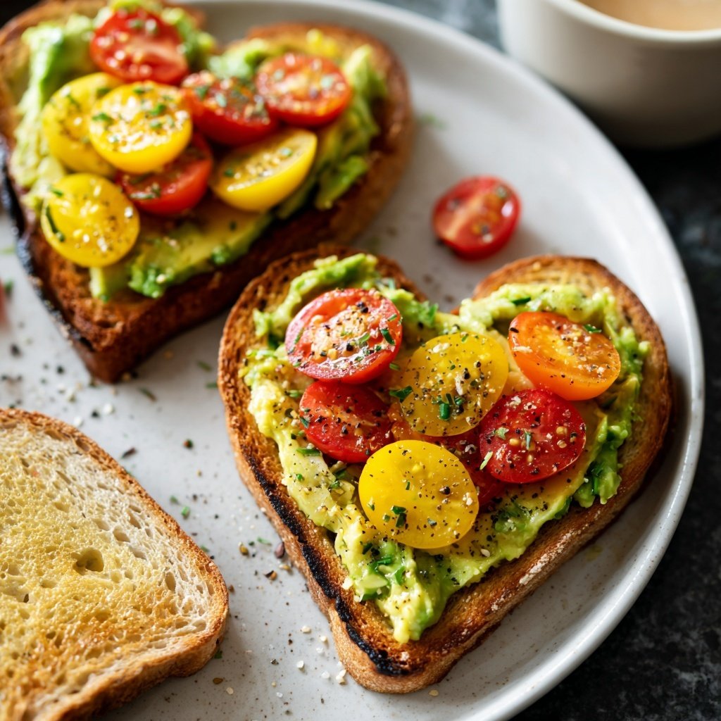 Valentine Breakfast Heart Shaped Toasts