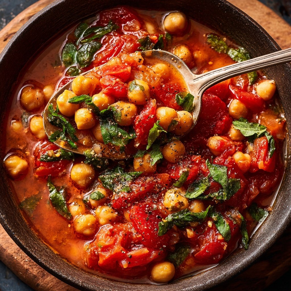 Healthy Crockpot Tomato Chickpea Stew