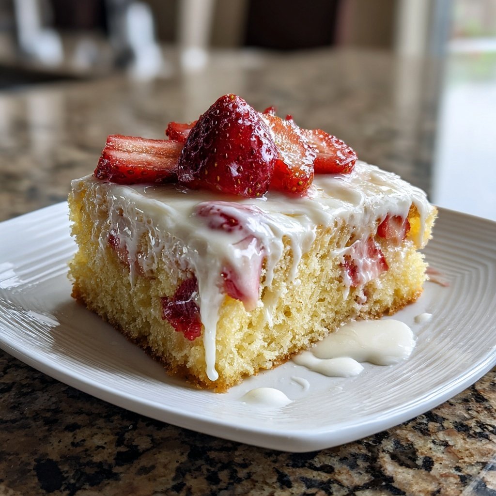 Moist Vanilla Strawberry Sheet Cake