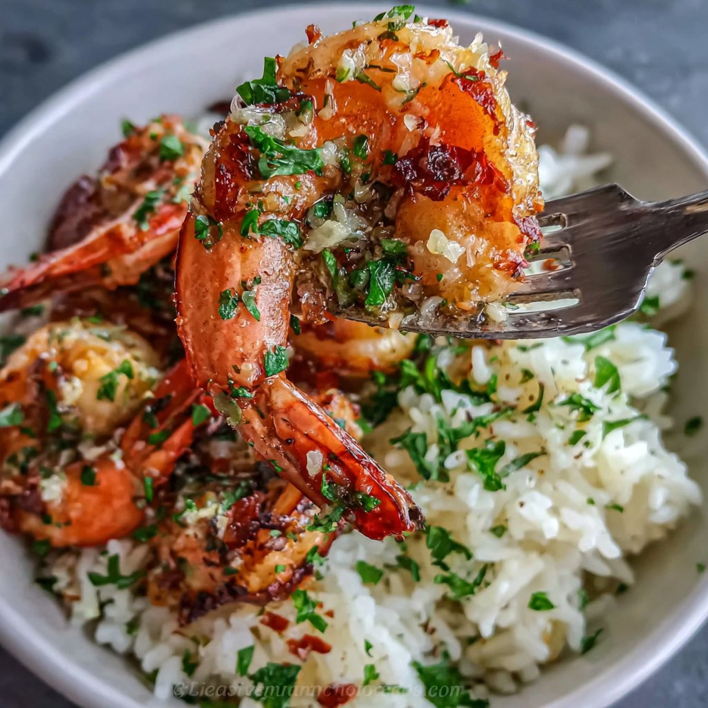 Lemon Garlic Shrimp With Rice